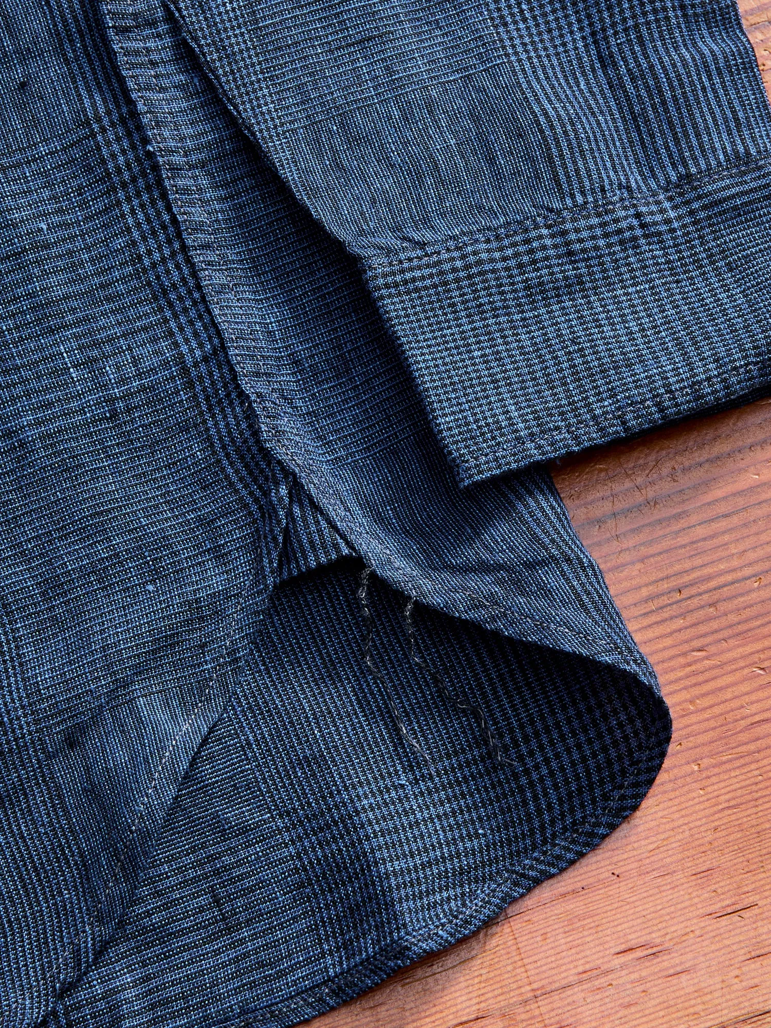 100WS Linen Workshirt in Indigo Check