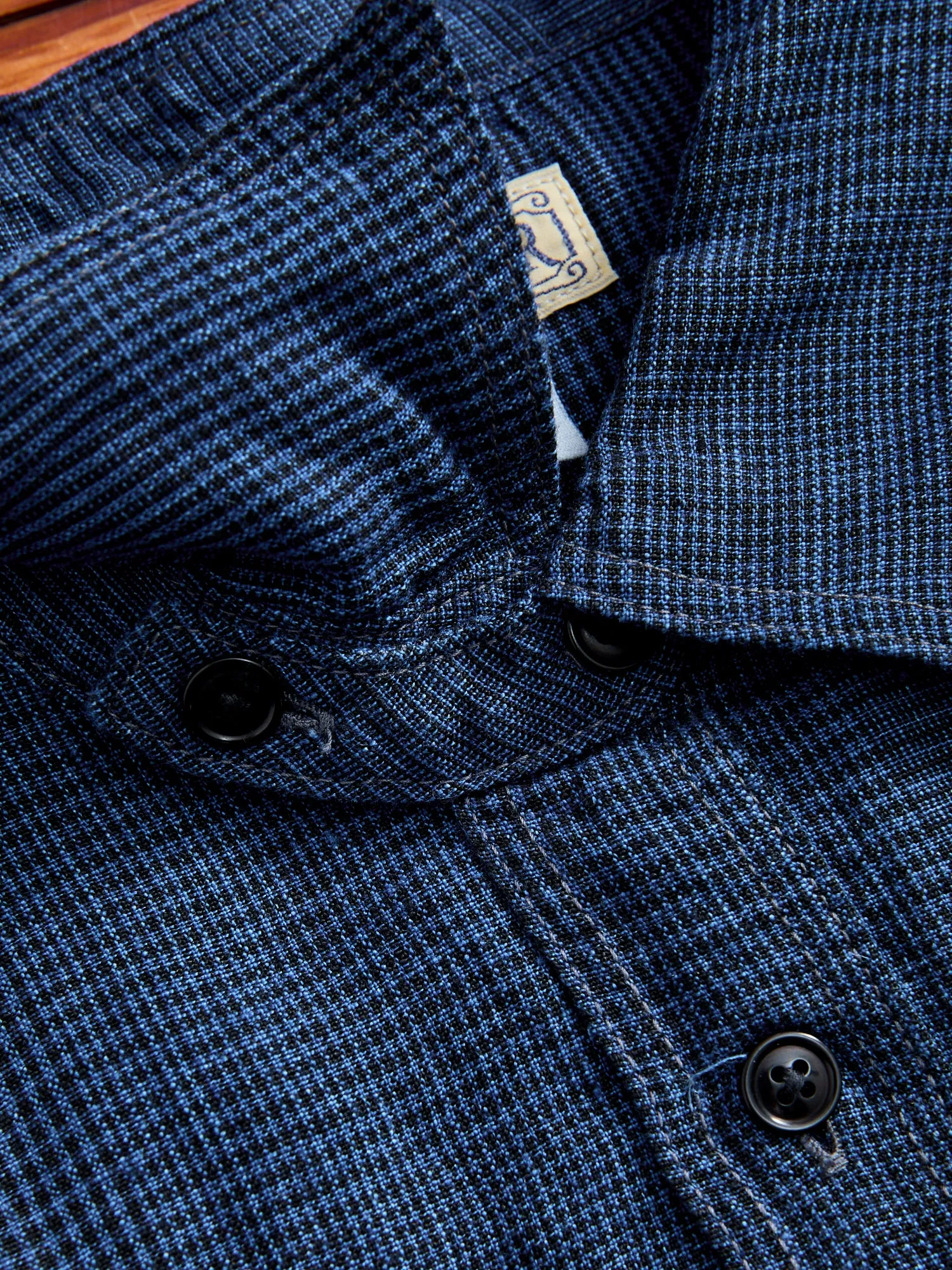 100WS Linen Workshirt in Indigo Check