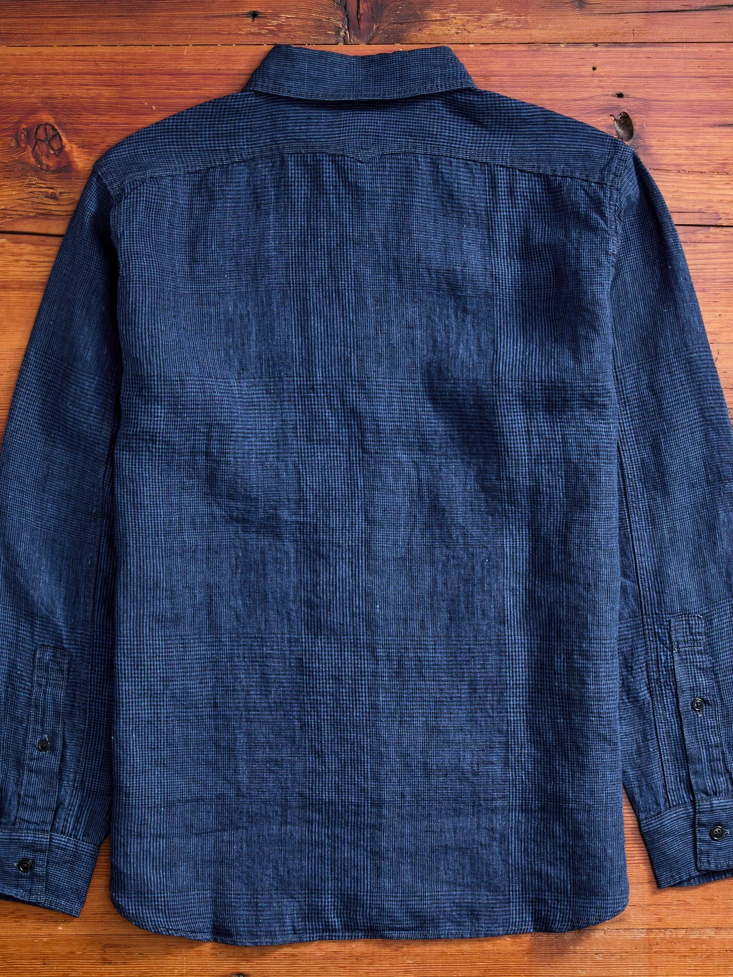 100WS Linen Workshirt in Indigo Check