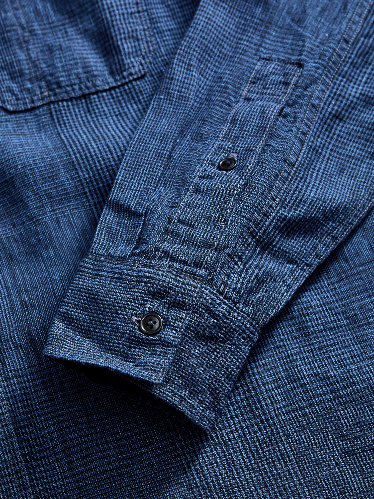 100WS Linen Workshirt in Indigo Check