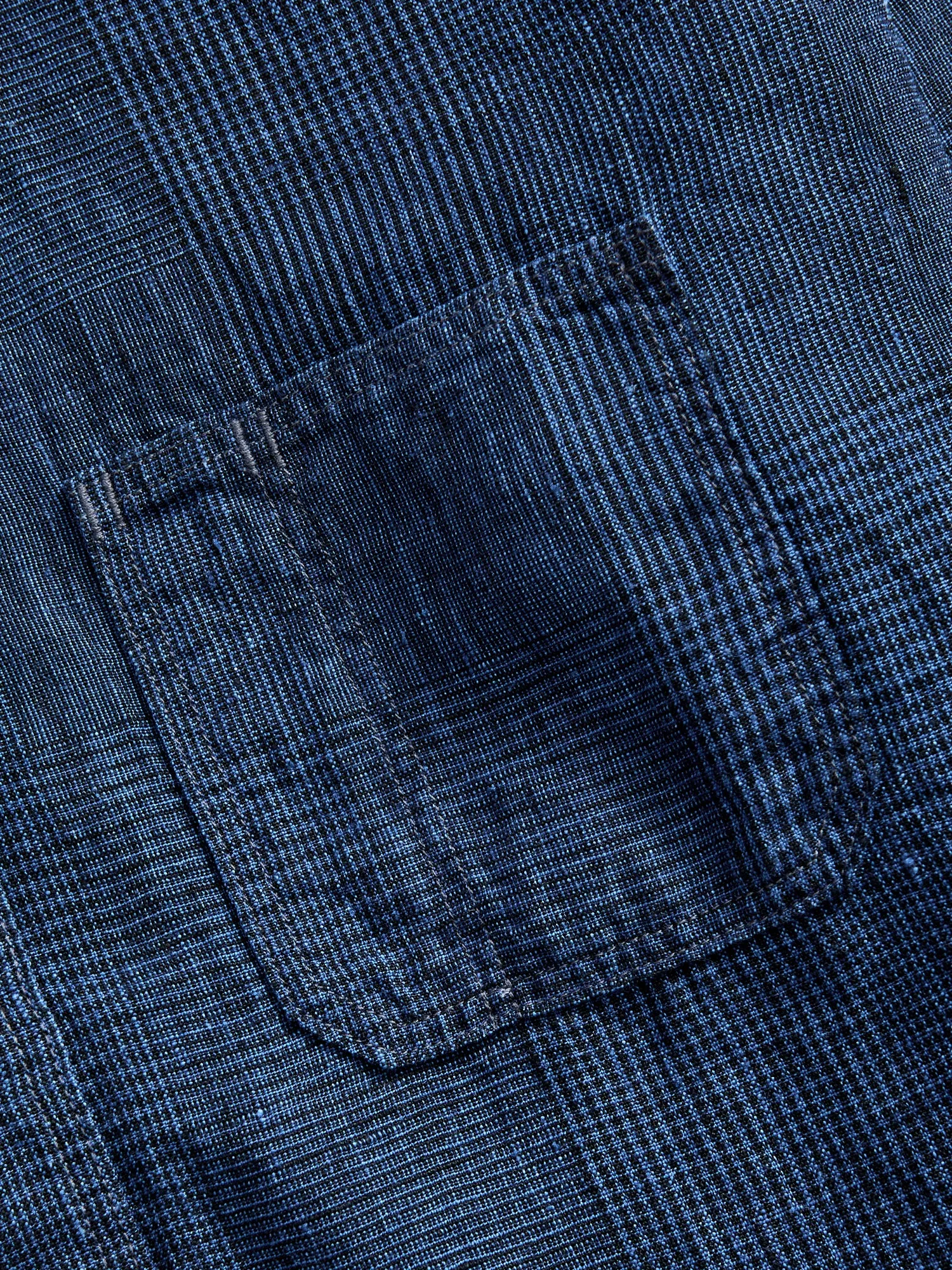 100WS Linen Workshirt in Indigo Check