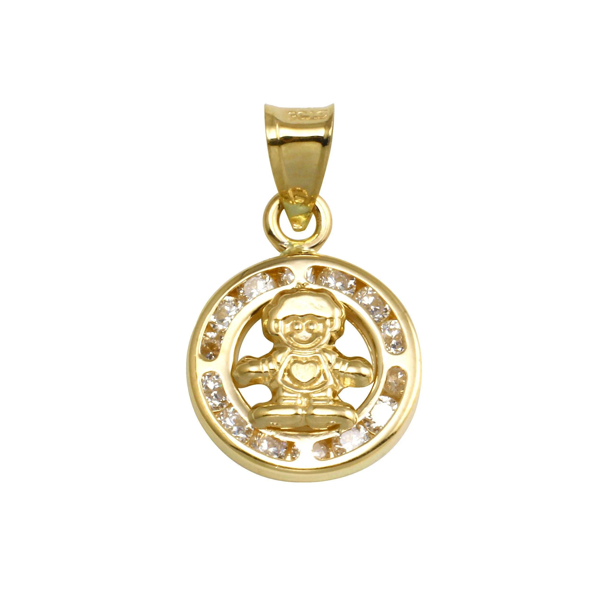 14P00027 - 14 Karat Yellow Gold CZ Disc Girl Pendant