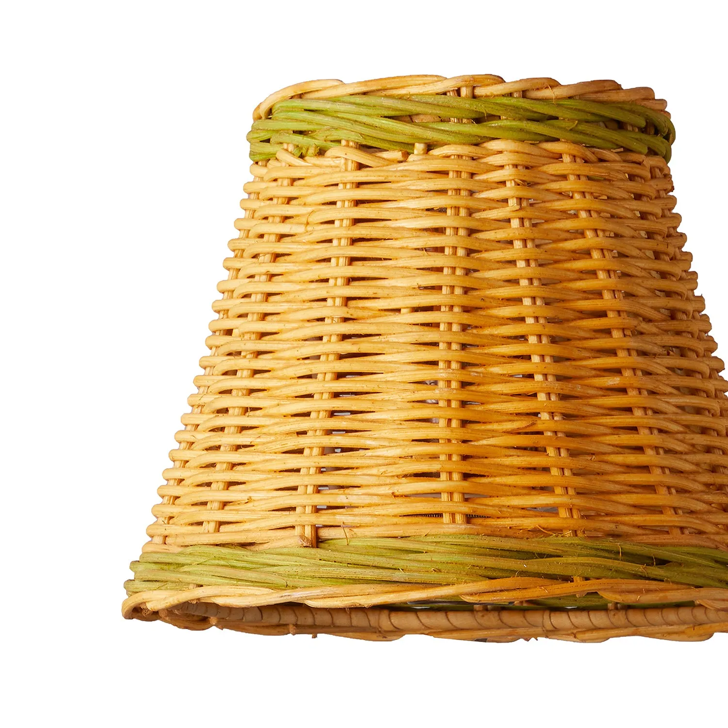 18cm pendant shade in natural rattan with green stripe