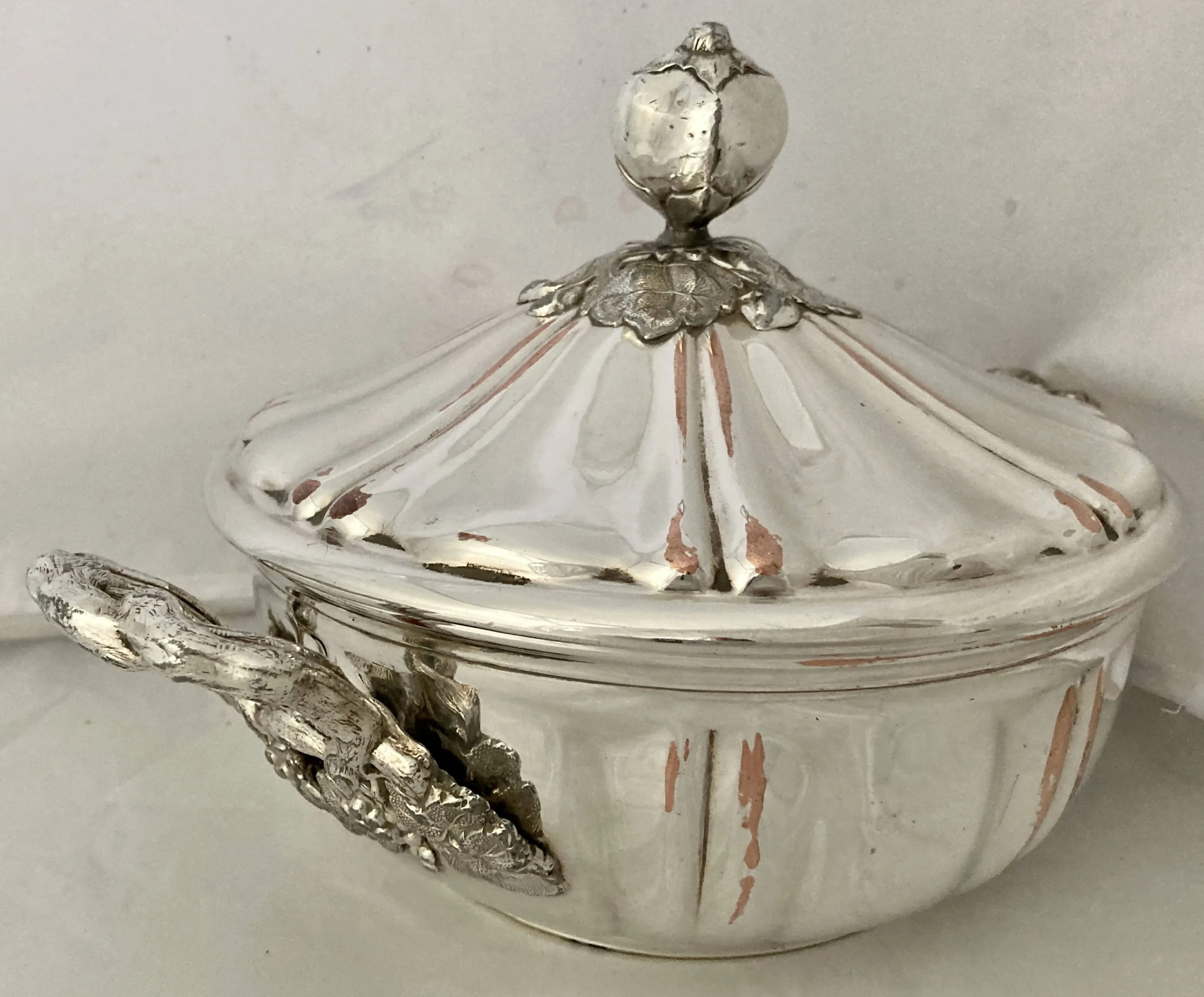 19th Century French Silver Plate on Copper Lidded Tureen.