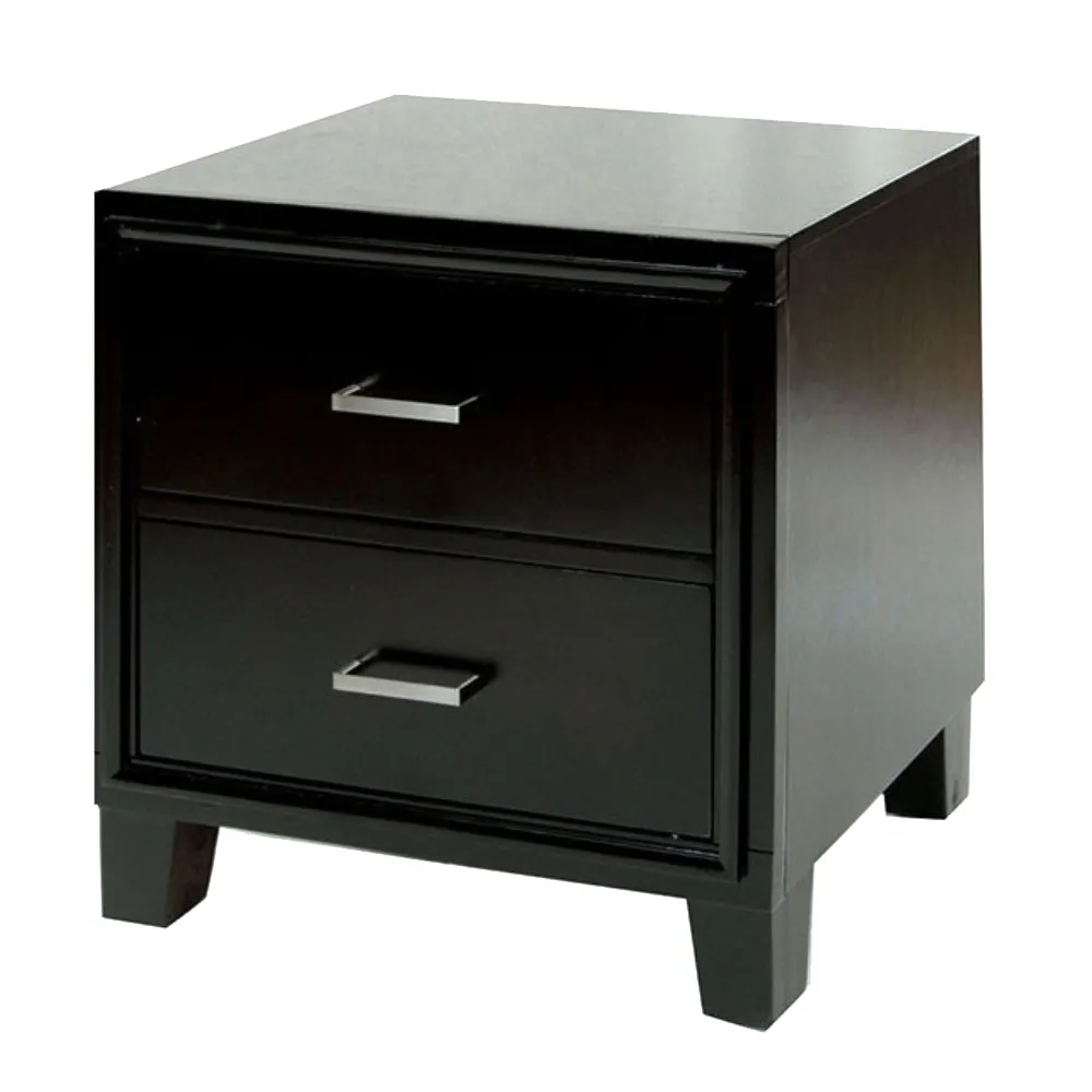 2 Drawer Night Stand, Espresso Brown By Benzara