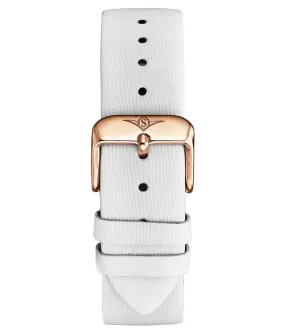 20mm White Leather Strap With Satin Twill Cover WIth Rose Gold  Deployant Buckle