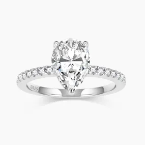 2CT Sterling Silver Pear Engagement Ring