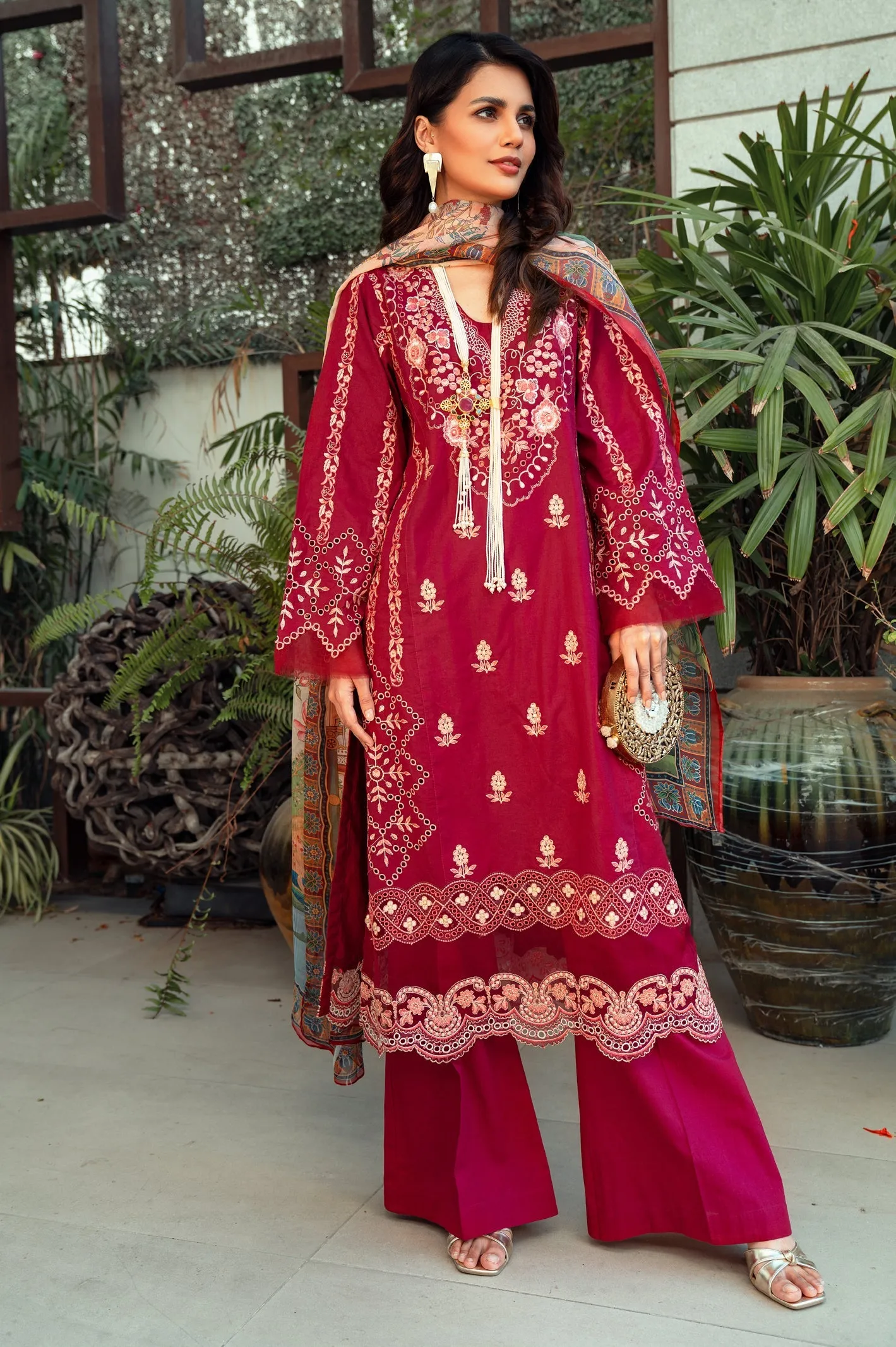 3PC Unstitched Chikankari Embroidered Lawn