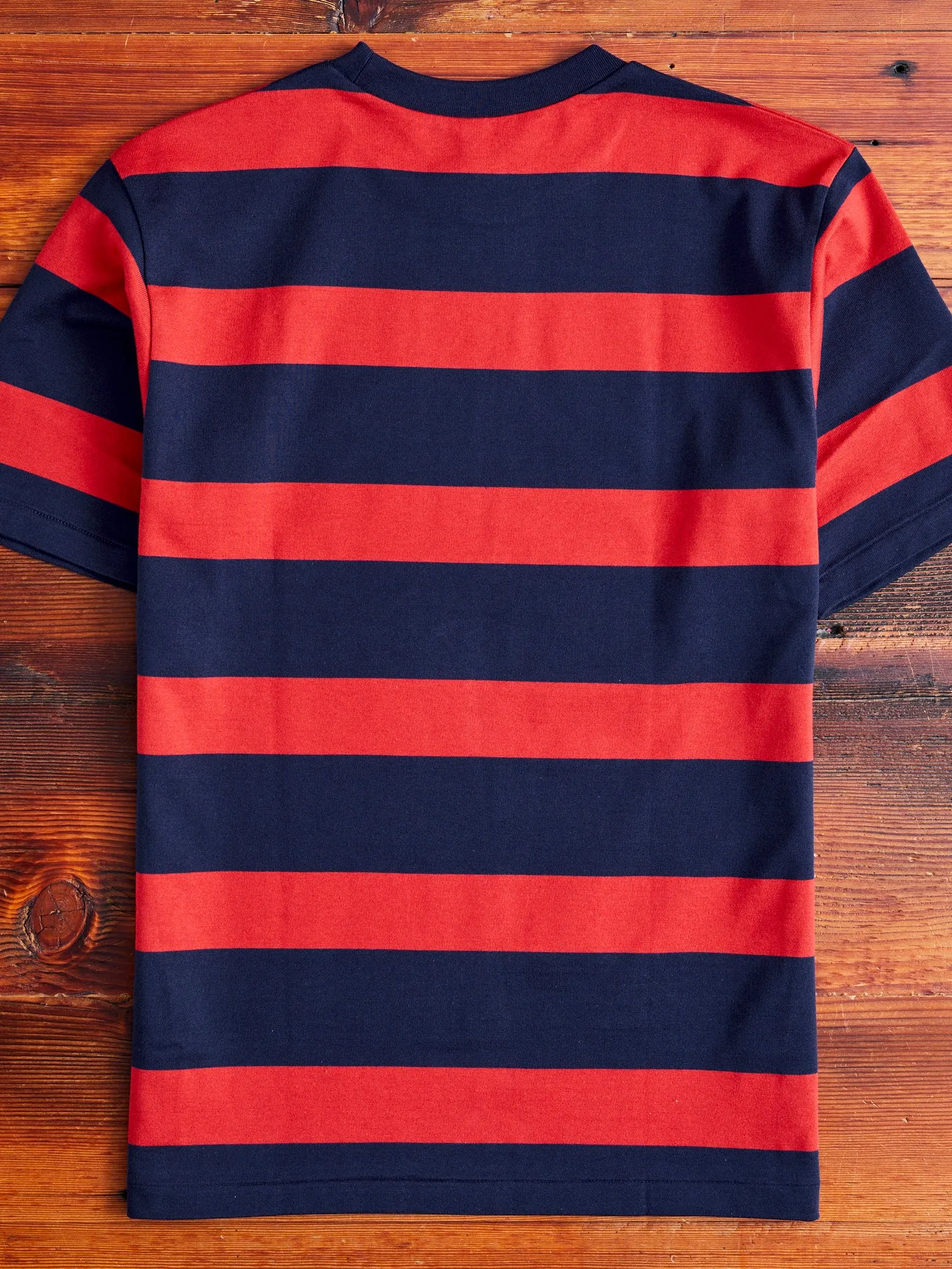 4089 Loopwheel Stripe Border Tee in Navy Red