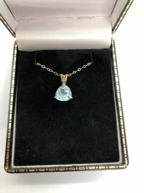 9ct Yellow Gold Blue Topaz & Diamond Pendant