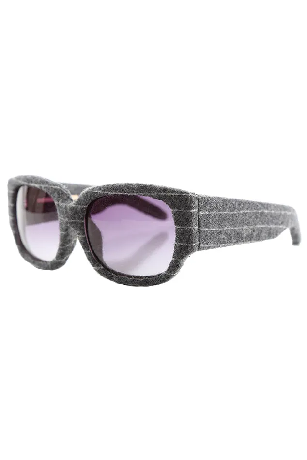 Alexander Wang Grey Pinstripe Curved Rectangle AW/8/4 Sunglasses