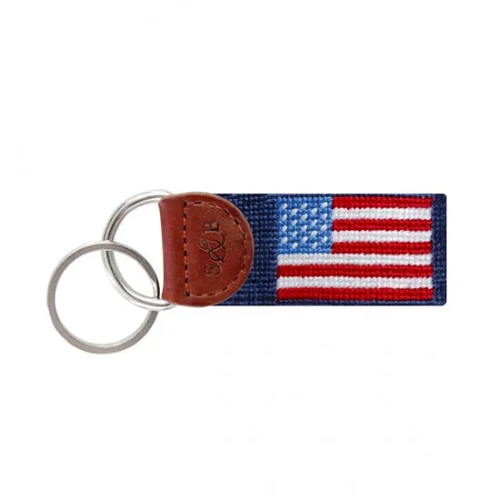 American Flag Needlepoint Key Fob