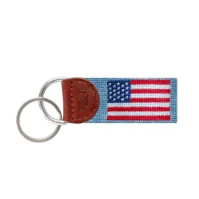 American Flag Needlepoint Key Fob