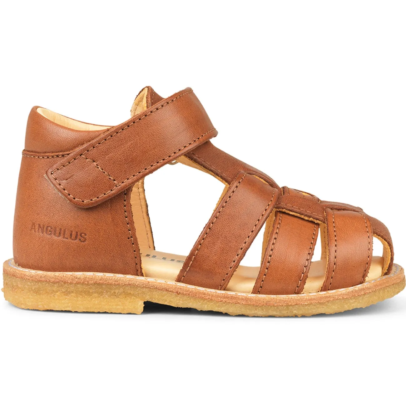 Angulus Sandal w. Closed Toe and Velcro Cognac 5019-101-1838