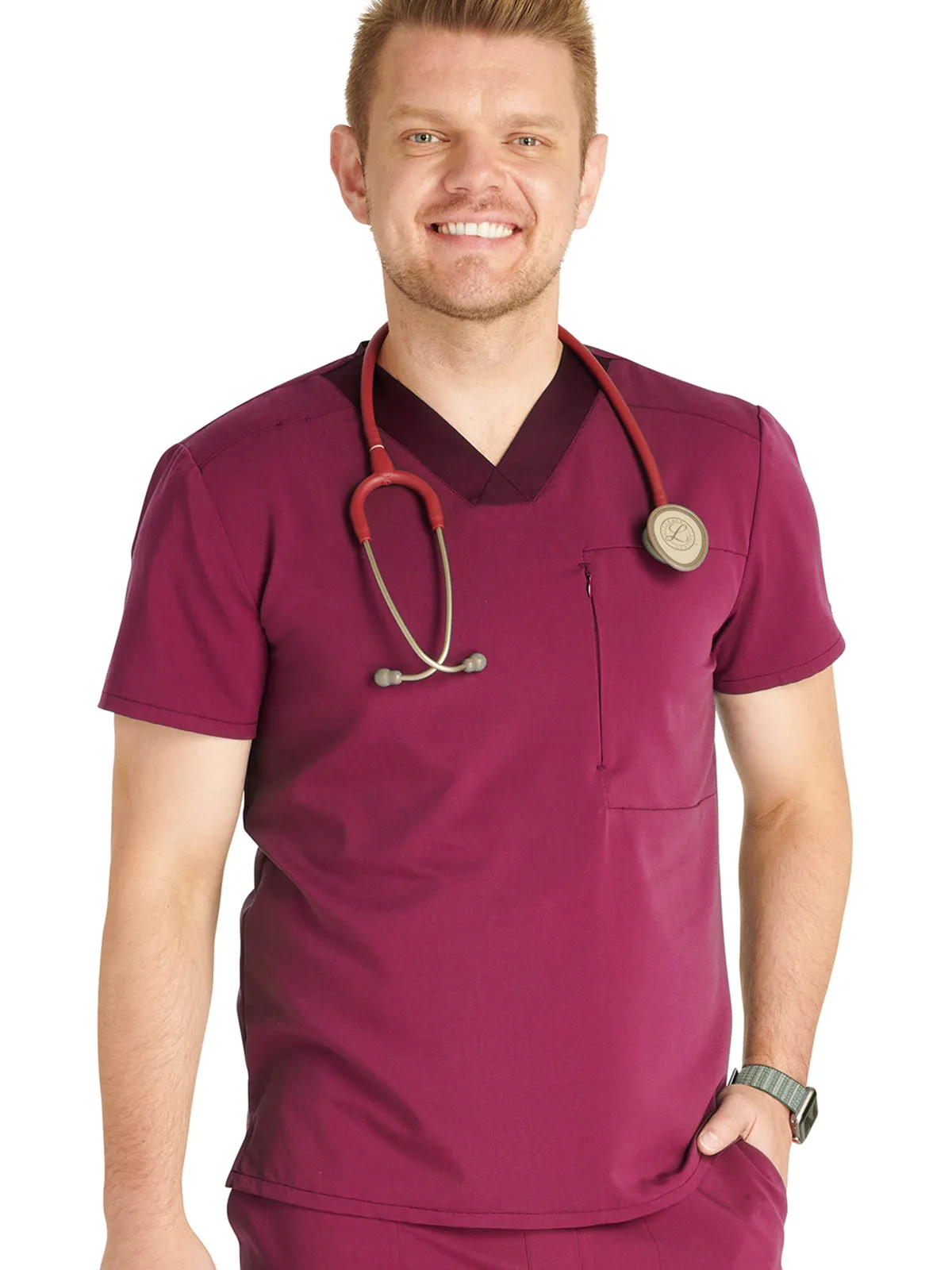 Atmos - Men's V-Neck Zip Pocket Scrub Top