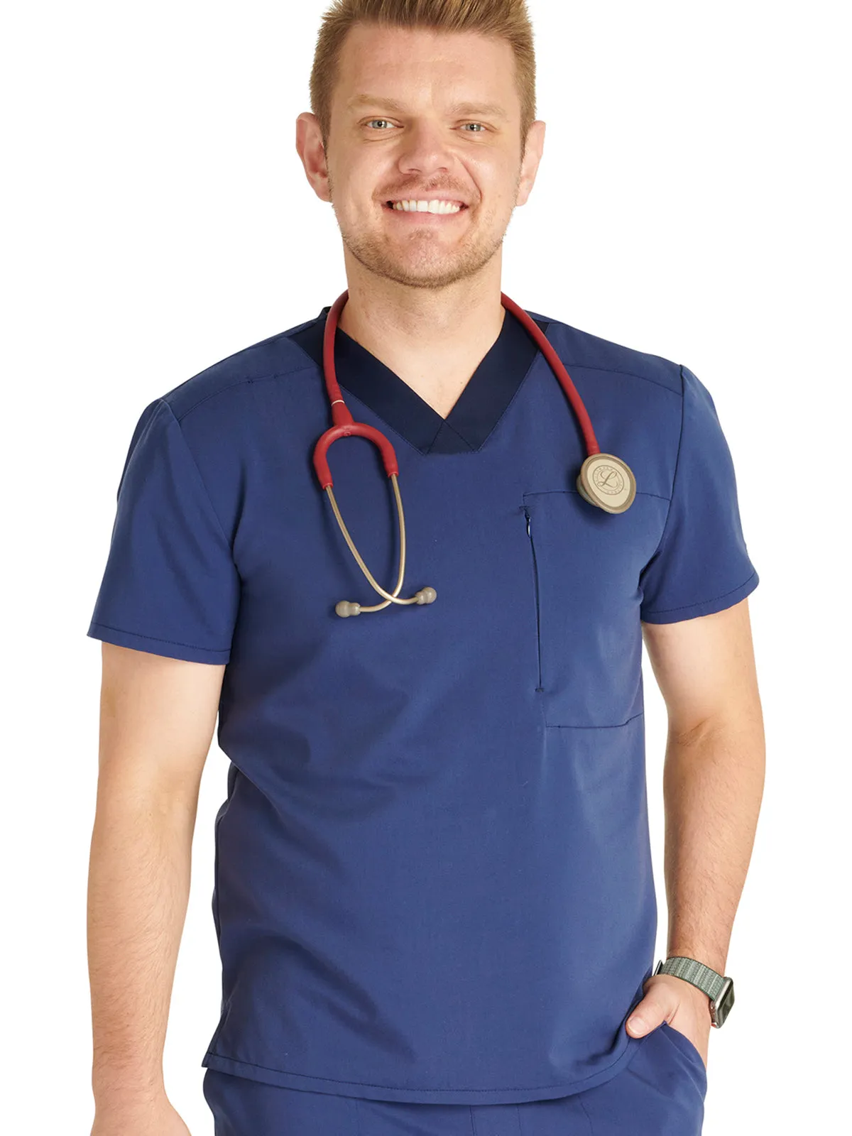 Atmos - Men's V-Neck Zip Pocket Scrub Top