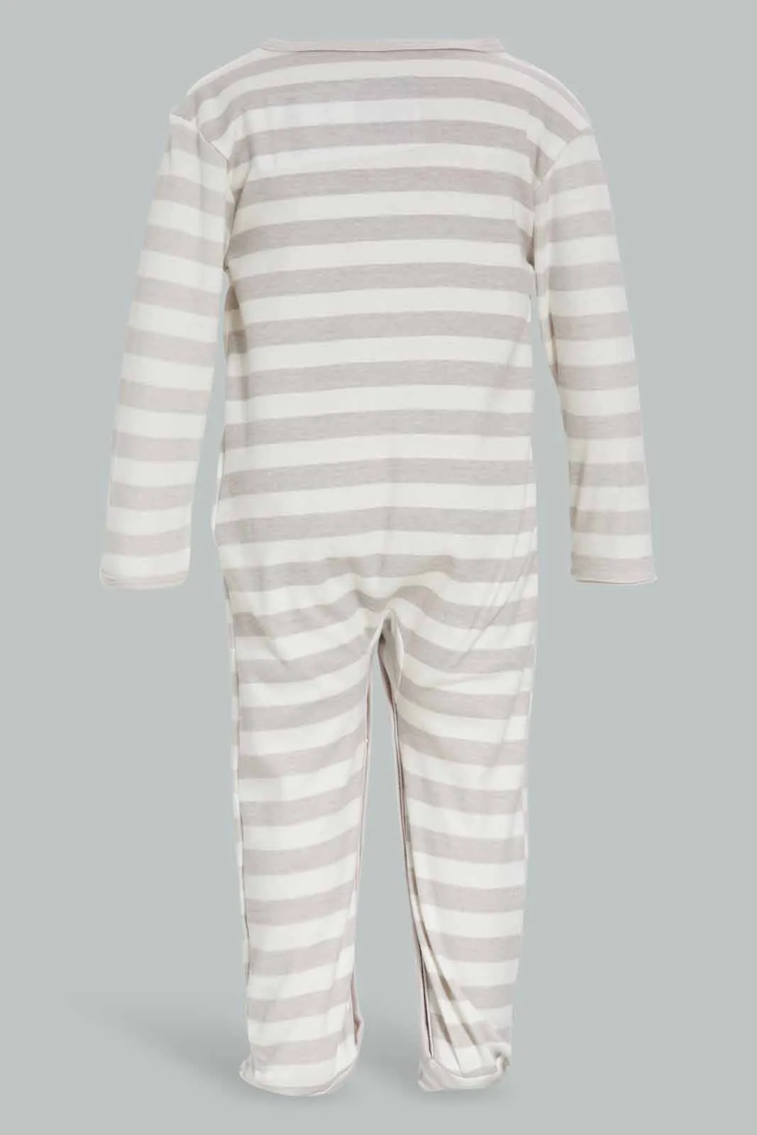 Babies Grey and Blue Striped Romper Set (Pack Of 2)