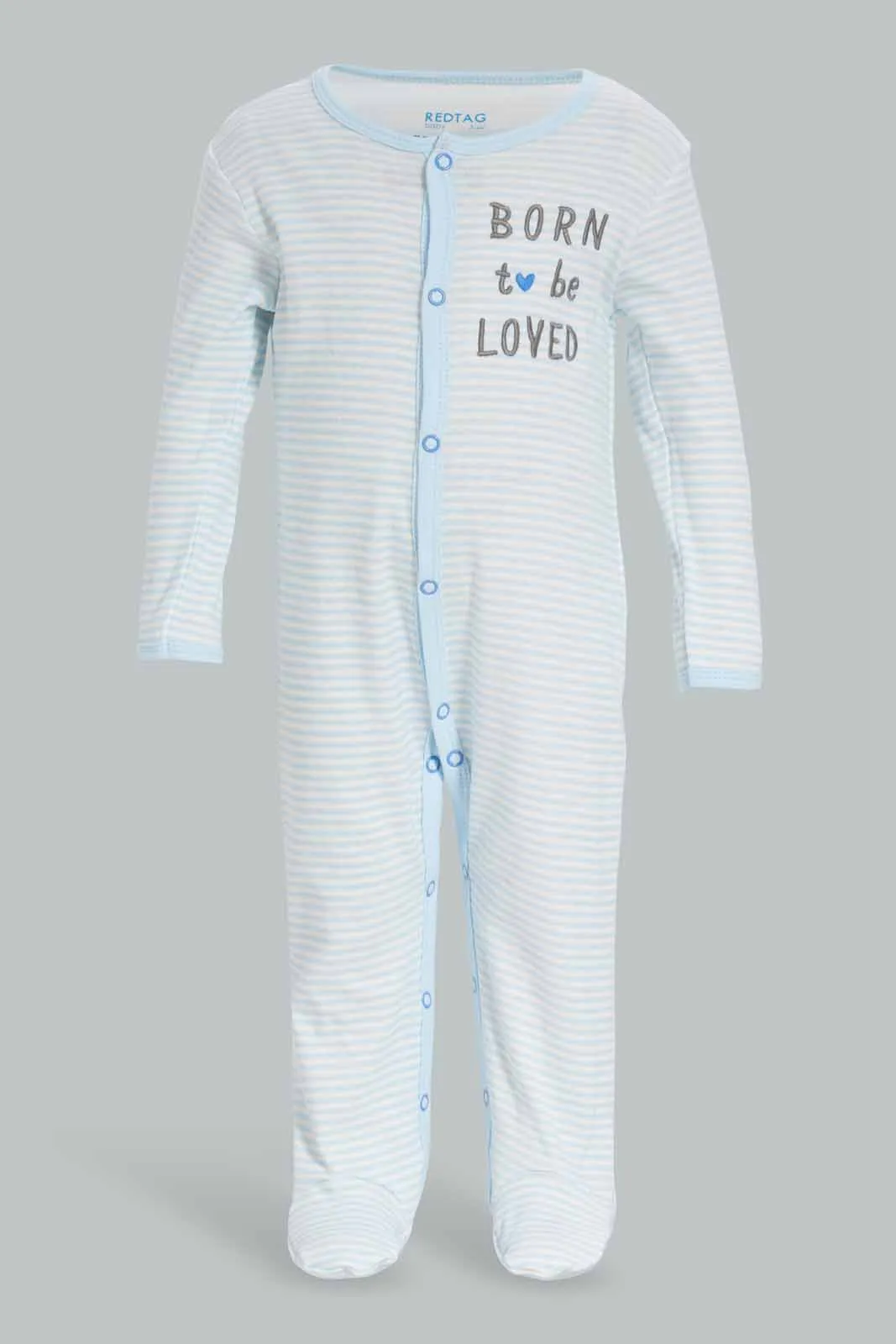 Babies Grey and Blue Striped Romper Set (Pack Of 2)