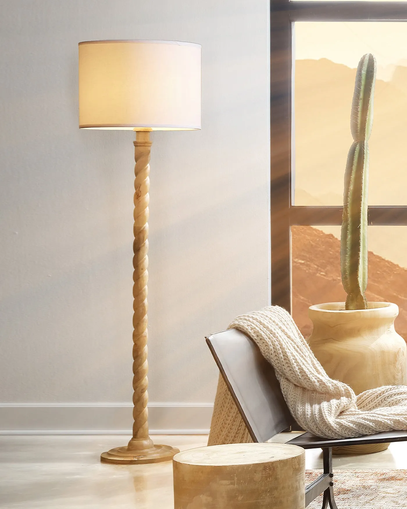 Barley Twist Floor Lamp Brown