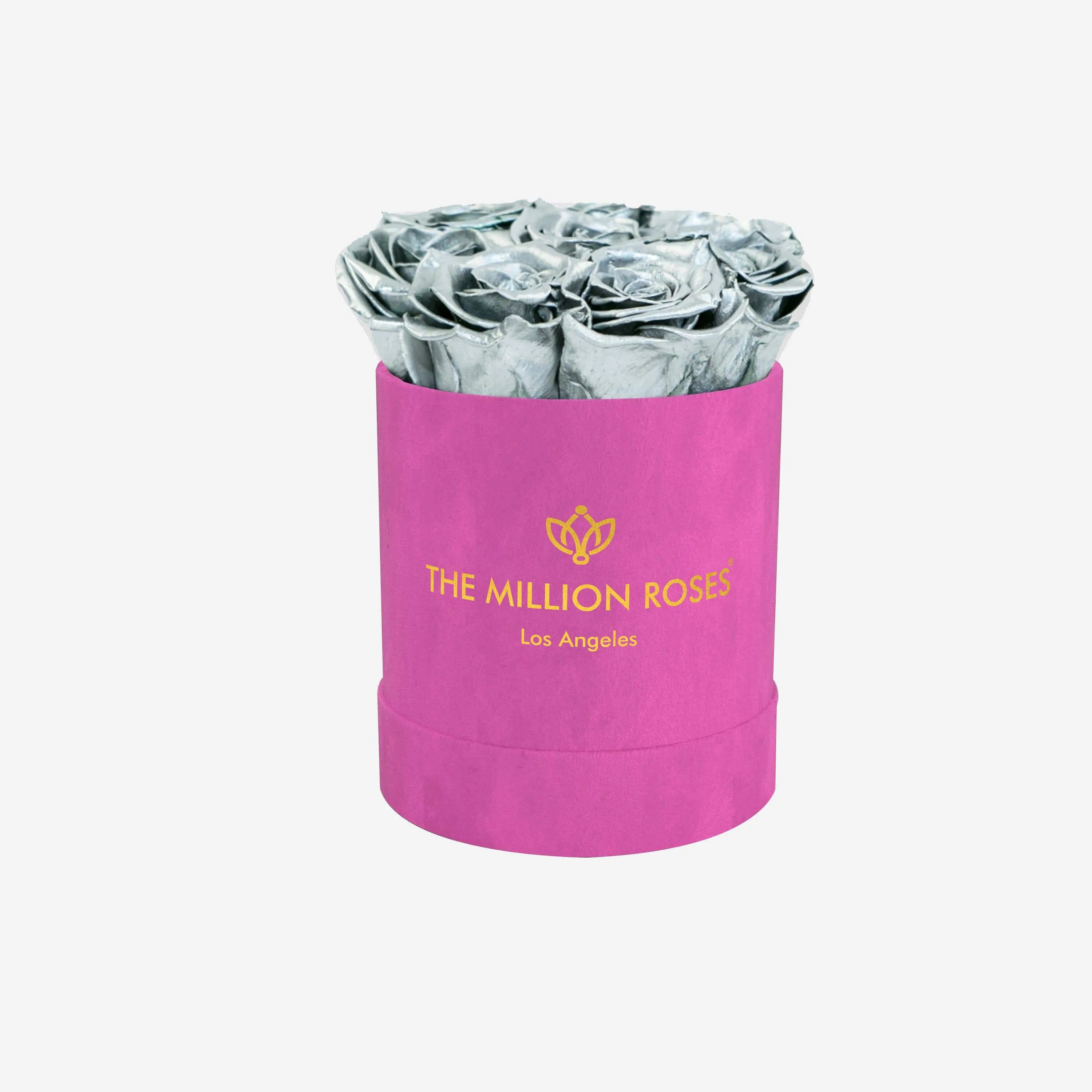 Basic Hot Pink Suede Box | Silver Roses