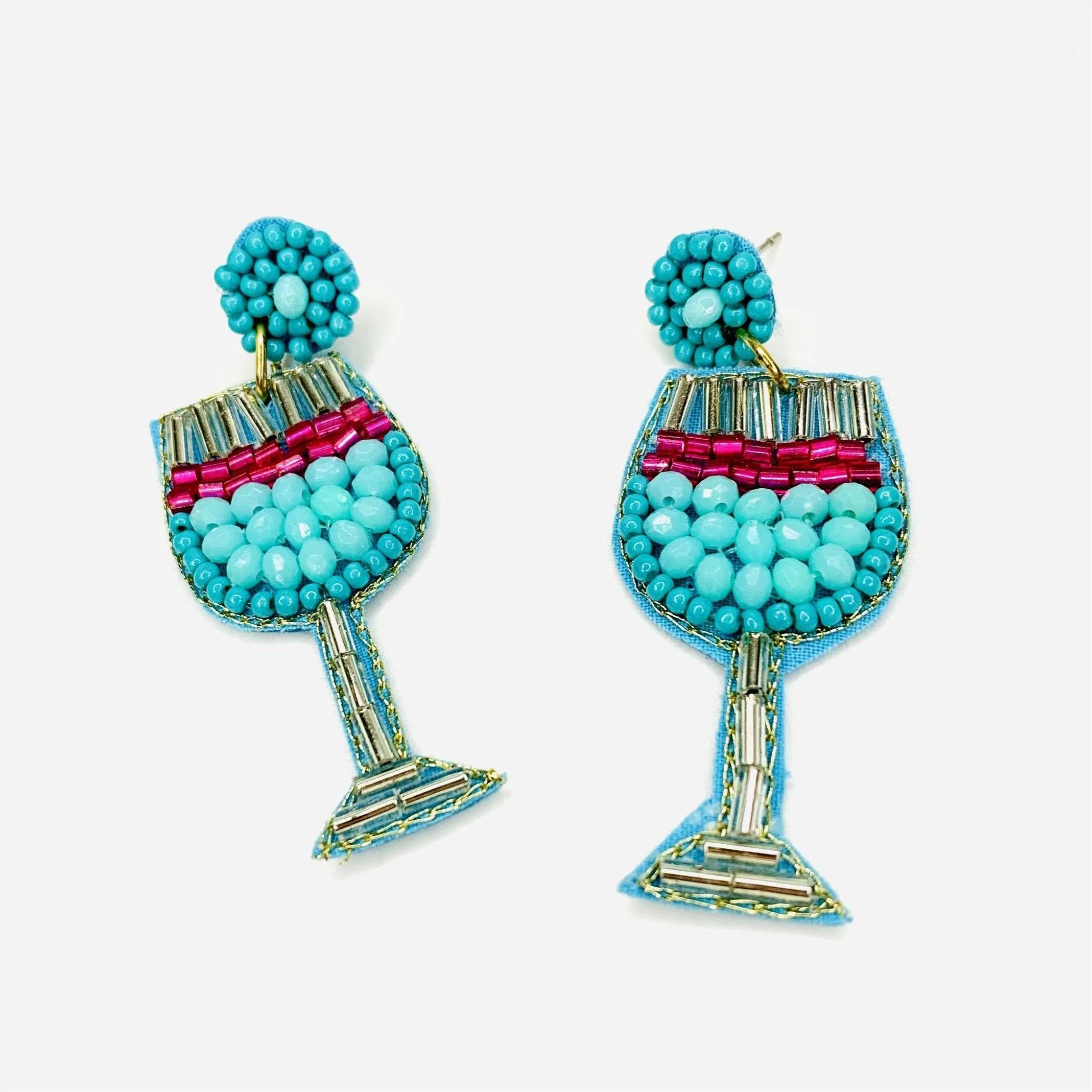 Beaded Earring, Wine