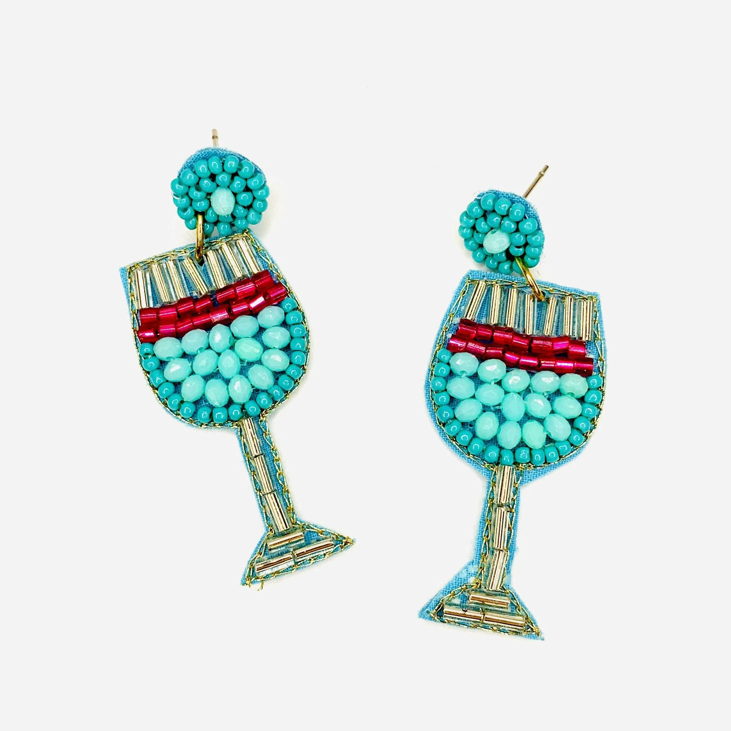 Beaded Earring, Wine