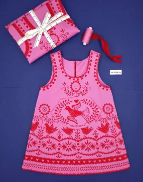 Bird & Flower Pinafore Dress, Clothkits® Dressmaking Kit, Ages 1-3