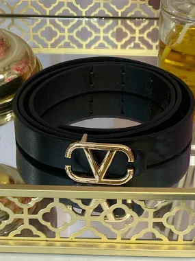 Black Belt With Gold V Buckle