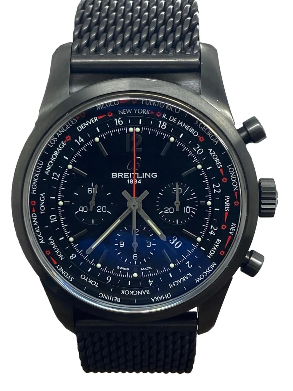 Breitling TRANSOCEAN CHRONOGRAPH UNITIME PILOT MB0510 Black Dial Automatic Men's Watch