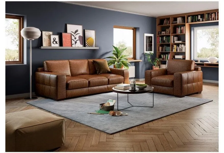 Briatoni Square Arm Faux Leather 6 seater Sofa set