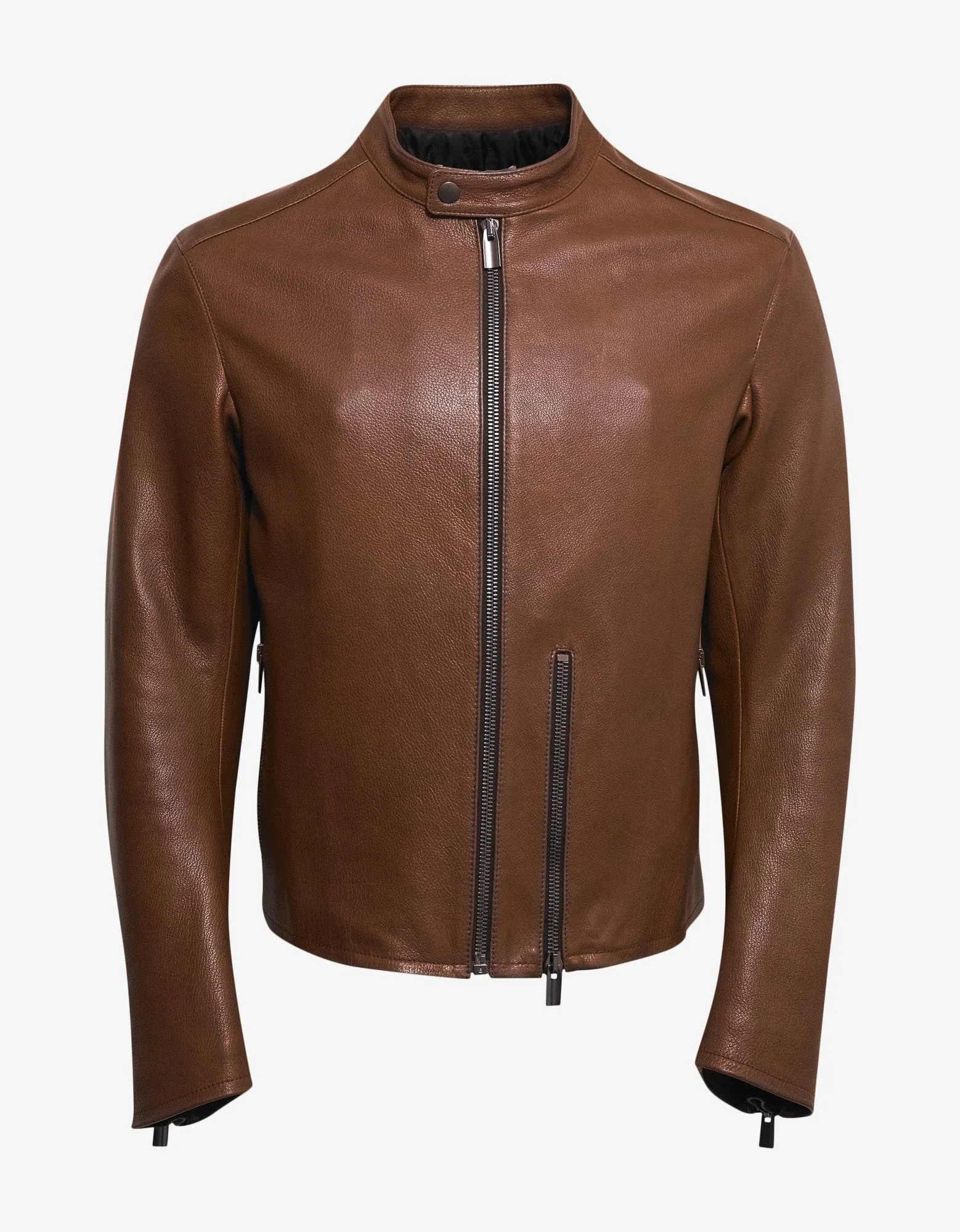 Brown Grain Leather Blouson -