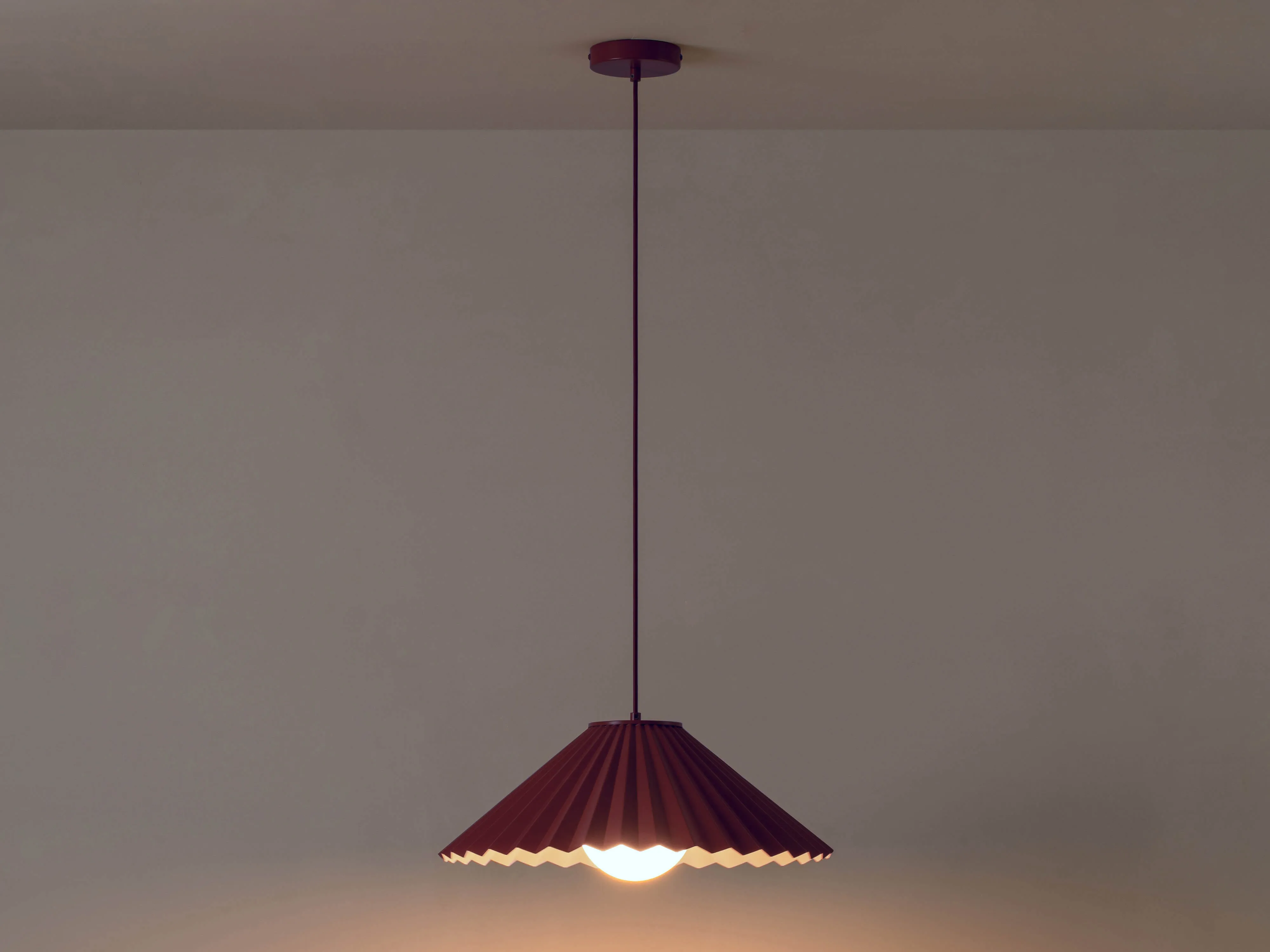 Burgundy large pleat ceiling pendant