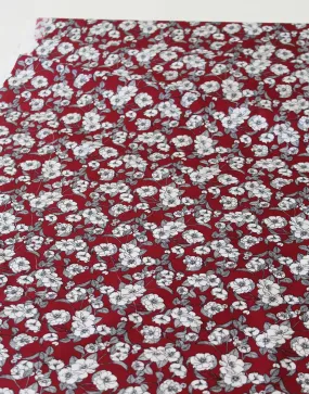 Burgundy Red Floral, Printed Cotton Fabric