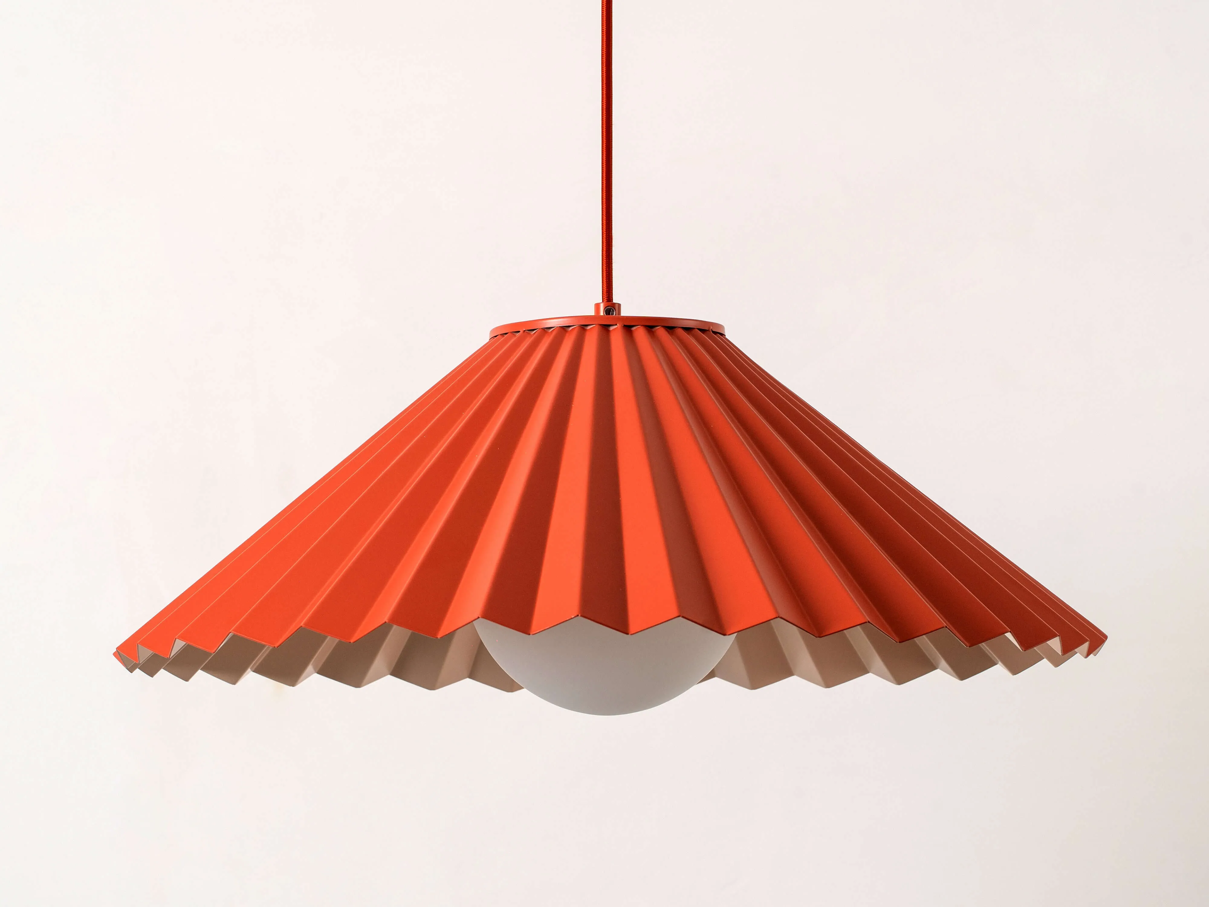 Burnt orange large pleat ceiling pendant