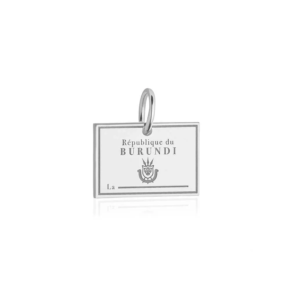 Burundi Passport Stamp Charm Silver