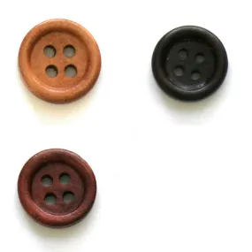 Button, wood, 13/15mm, three colours