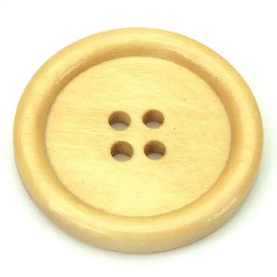 Button, wood, 30mm, various naturals