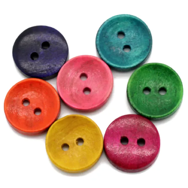 Buttons: Wood 2 Hole Rainbow 15mm