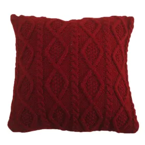 Cable Knit Pillow - Red