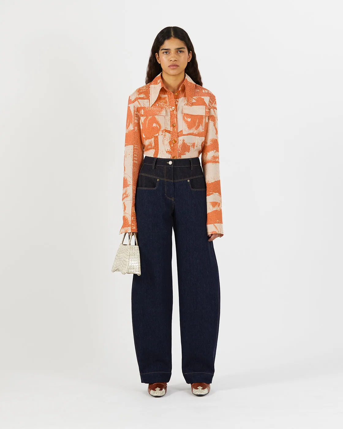 Camille Shirt Tencel Print Rust