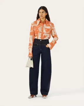 Camille Shirt Tencel Print Rust