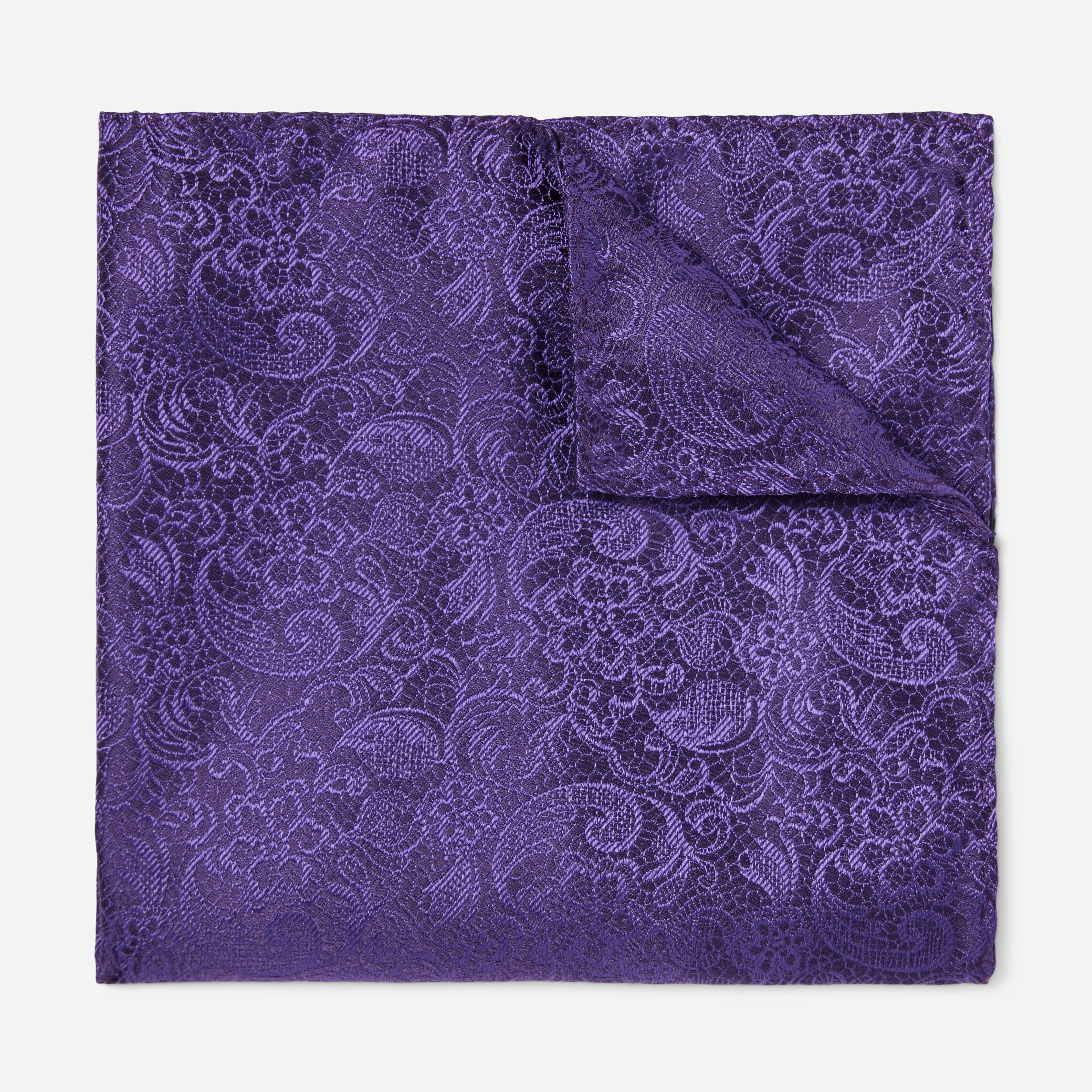 Ceremony Paisley Eggplant Pocket Square