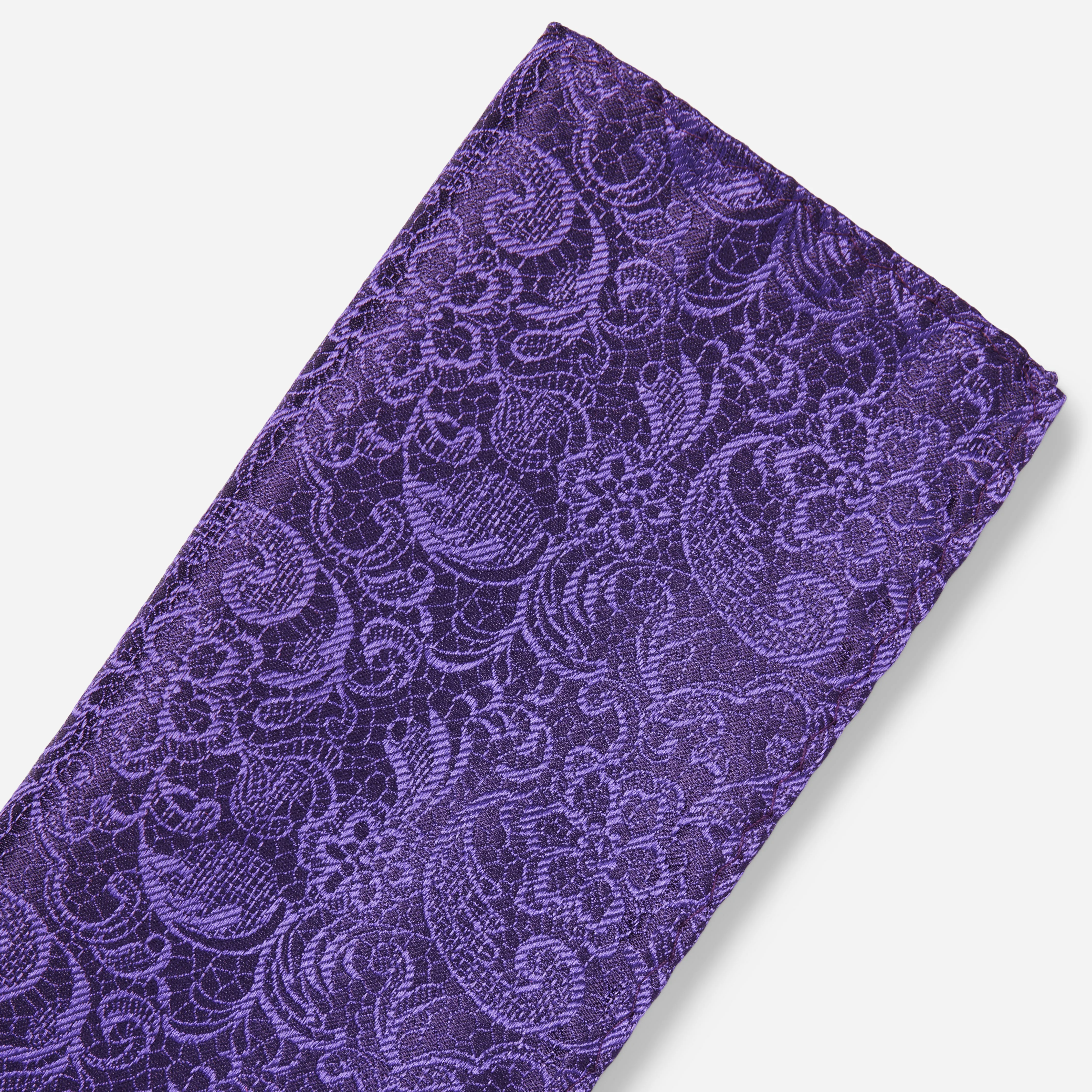 Ceremony Paisley Eggplant Pocket Square