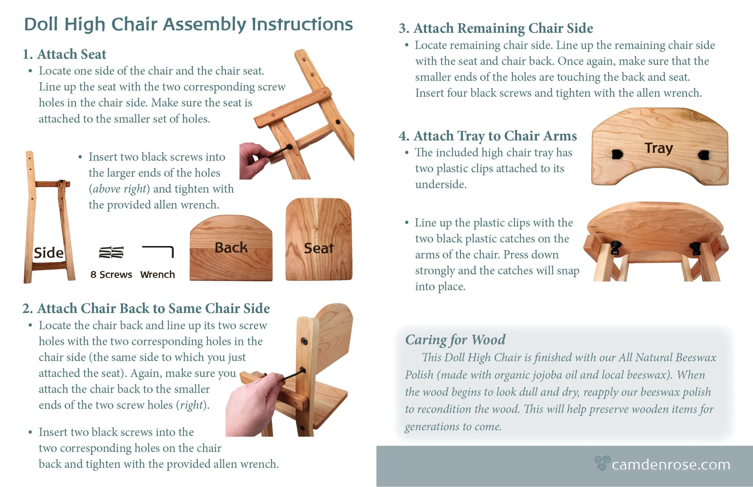 Cherry Wood Doll High Chair