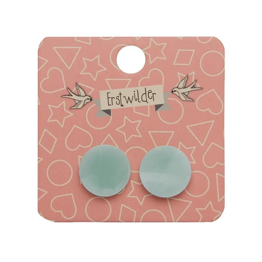 Circle Marble Resin Stud Earrings - Mint