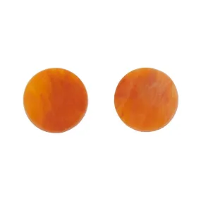 Circle Marble Resin Stud Earrings - Orange