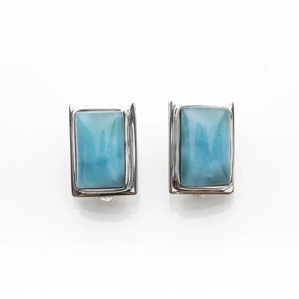 Clip On Larimar Earrings Aisha