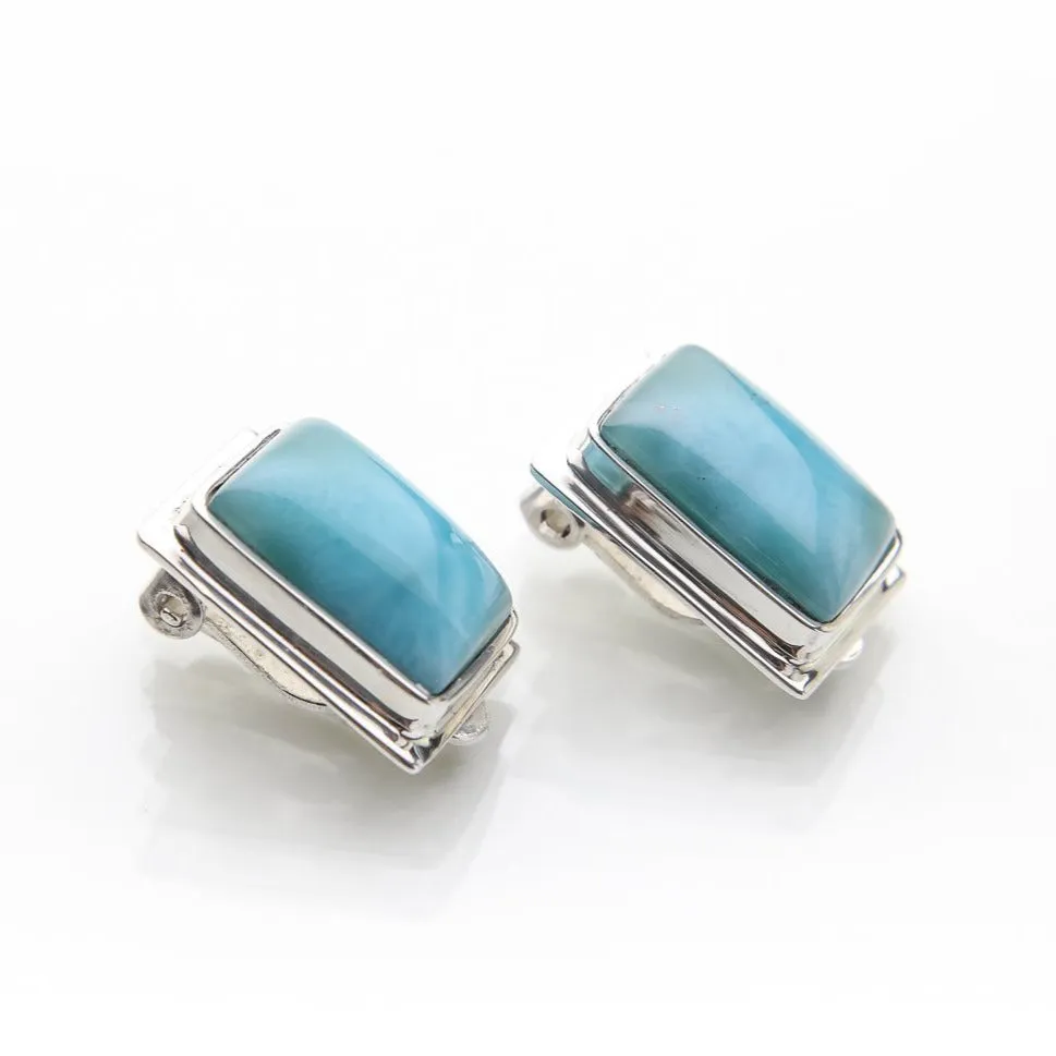 Clip On Larimar Earrings Aisha