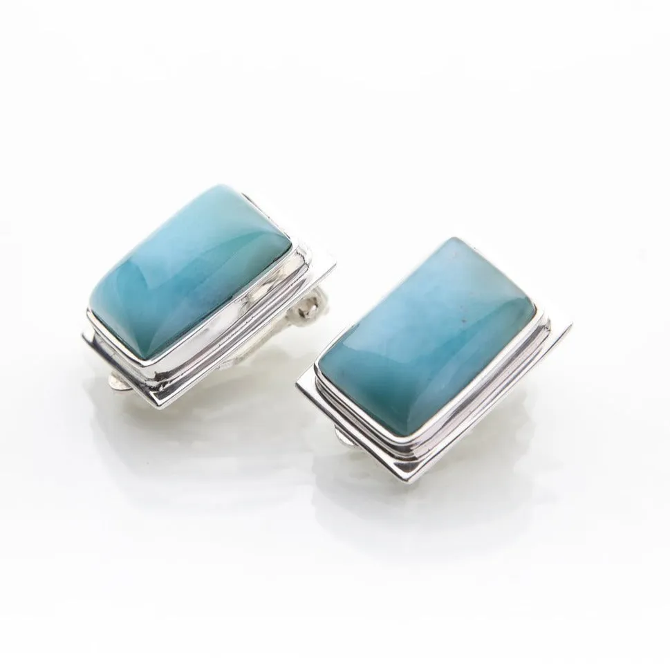 Clip On Larimar Earrings Aisha