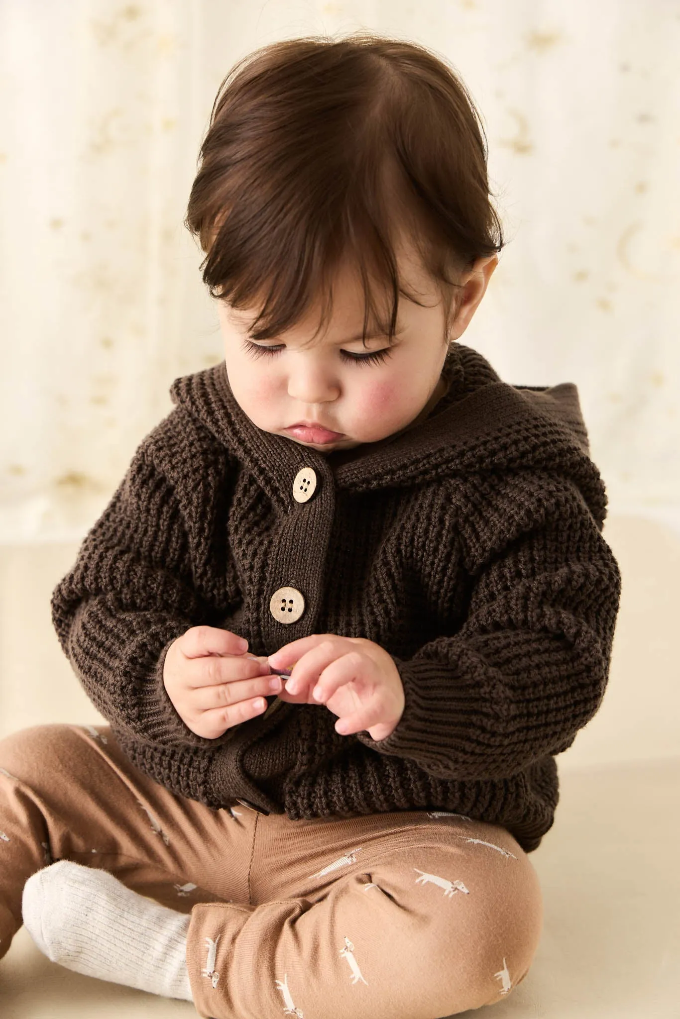 Connor Bear Cardigan - Dark Coffee